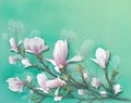 Realistic Magnolia flower isolated on light background. Magnolia branch is a symbol of spring, summer, feminine charm, femininity