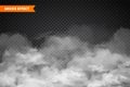 Realistic fog, mist effect. Smoke isolated on transparent background. Vector vapor in air, steam flow. Clouds. Royalty Free Stock Photo