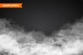 Realistic fog, mist effect. Smoke isolated on transparent background. Vector vapor in air, steam flow. Clouds. Royalty Free Stock Photo