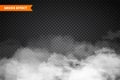 Realistic fog, mist effect. Smoke isolated on transparent background. Vector vapor in air, steam flow. Clouds. Royalty Free Stock Photo