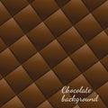 Realistic food seamless pattern wallpaper. Vector chocolate squares repeating tile Illustration