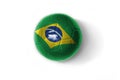 Realistic football ball with colorfull national flag of brazil on the white background