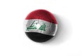 Realistic football ball with colorfull national flag of iraq on the white background