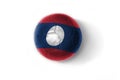 Realistic football ball with colorfull national flag of laos on the white background