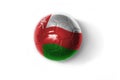 Realistic football ball with colorfull national flag of oman on the white background