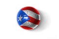 Realistic football ball with colorfull national flag of puerto rico on the white background