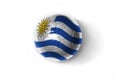 Realistic football ball with colorfull national flag of uruguay on the white background