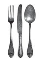 Realistic fork, spoon and knife in vintage style