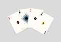 Realistic four ace playing card isolated on white background. Poker game aces of different stripes vector flat Royalty Free Stock Photo