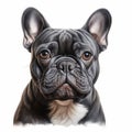 Realistic French Bulldog Portrait On White Background