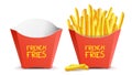 Realistic French Fries Vector. Red Paper Package. Empty And Full. Isolated On White Illustration