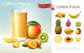 Realistic Fresh Fruit Juice Composition