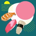 Realistic fresh sushi design concept set isolated vector illustration. Royalty Free Stock Photo
