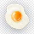 Realistic fried egg vector illustration isolated on transparent background. Detailed 3d chicken egg top view