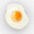 Realistic fried egg vector illustration isolated on transparent background. Detailed 3d chicken egg top view. Fast food. Cooking Royalty Free Stock Photo