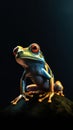 Realistic Frog on Dark Background.