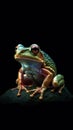 Realistic Frog on Dark Background.