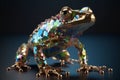 Frog made from metal and gemstones. Generative AI Royalty Free Stock Photo