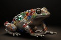 Frog made from metal and gemstones. Generative AI Royalty Free Stock Photo