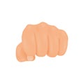 Realistic front view punching or hitting fist. Hand vector illustration.