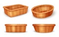 Realistic Fruit Bread Wicker Basket Icon Set Royalty Free Stock Photo