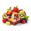 Realistic Fruit Salad Brownies Cake - High-quality Uhd Image