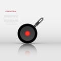 Realistic frying pan icon in flat style. Cooking pan illustration on white isolated background. Skillet kitchen equipment business Royalty Free Stock Photo