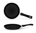 Realistic frying pan on a white background.