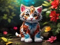 Realistic full colors mix tiger kitten image