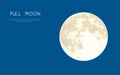 Realistic full moon in flat design style. Vector illustration