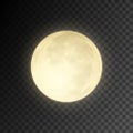 Realistic full moon on transparent background.