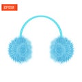 Realistic furry winter headphones isolated on white. Vector illustration