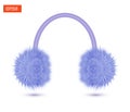 Realistic furry winter headphones isolated on white. Vector illustration Royalty Free Stock Photo