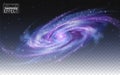 Realistic Galaxy. transparent background effect. Spiral galaxy template. Vector illustration. Royalty Free Stock Photo