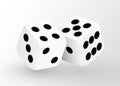 Realistic game dice icon in flight closeup isolated on white background. Casino gambling design template for app, web, Royalty Free Stock Photo