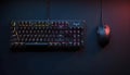 Realistic Gaming Gear Flat-Lay In Dark Scene Royalty Free Stock Photo