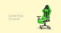 Realistic gaming green chair. Furniture on wheels. Luxurious ergonomic armchair Royalty Free Stock Photo