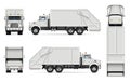 Realistic garbage truck vector mockup