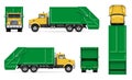 Realistic garbage truck vector mockup