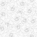 Realistic gardenia flower seamless pattern template in black and white