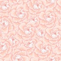 Realistic gardenia flower seamless pattern template in pastel pink cream color