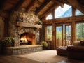 realistic gas log fireplace Royalty Free Stock Photo