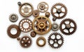 Realistic gears banner. collaboration and cooperation isolated on white background