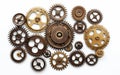 Realistic gears banner. collaboration and cooperation isolated on white background