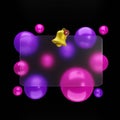 Glass Morphism with geomatric balls 3d illustration