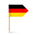 Realistic German toothpick flag. Souvenir from Germany. Wooden toothpick with paper flag. Location mark, map pointer