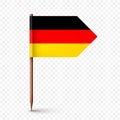 Realistic German toothpick flag. Souvenir from Germany. Wooden toothpick with paper flag. Location mark, map pointer