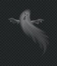 Realistic ghost, scary monster for halloween. Spooky phantom, flying poltergeist figure with frightening face Royalty Free Stock Photo