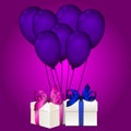 Realistic gift box with balloons