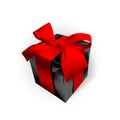 Realistic gift box with red bow isolated on gray background. Vector illustration Royalty Free Stock Photo